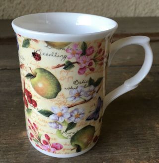 Coffee Tea Mug Cup Fine Bone China Roses Of England Green Apple Fruit Chintz 4 "