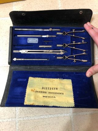 Vintage Dietzgen Drafting Kit With Box.  Made In The Us