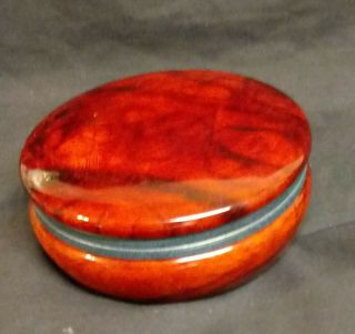 Vintage Red Alabaster Trinket Jewelry Box Hand Carved Made In Italy