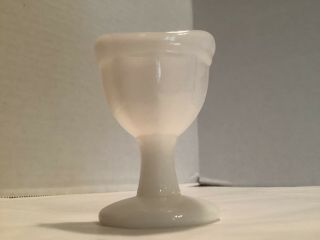 Vintage White Milk Glass 8 Panel Design Pedestal Optical Eye Wash Cup