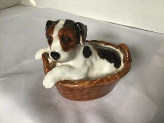 Royal Doulton Dog Terrier Puppy In Basket Hn2587