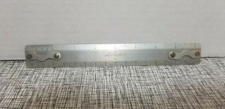 Vintage Charles Bruning Co.  Drafting Ruler With Clips Aluminum 1/2
