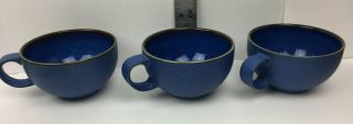 3 Denby Reflex Blue Coffee Tea Cup Mug England Stoneware