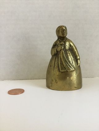 Darling Antique Bronze Brass Bell Woman From Old Country Weighty