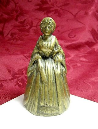 Antique Brass Bronze Bell Lady Figurine 4 Inch Tall