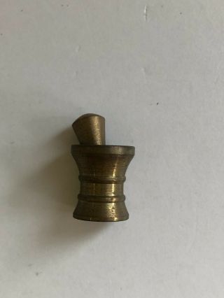 Vintage Miniature Solid Brass Mortar And Pestle Pharmacy Apothecary - 3/4 " Tall