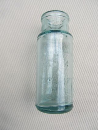 Vintage Dr Pierce Light Blue Small Glass Medicine Bottle Pills Kidney & Backache 2