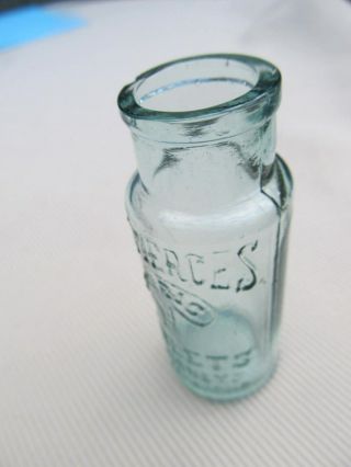Vintage Dr Pierce Light Blue Small Glass Medicine Bottle Pills Kidney & Backache 3