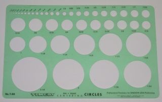 Vintage Timely Circles Drafting Template No.  T - 88 Pin Point Centering