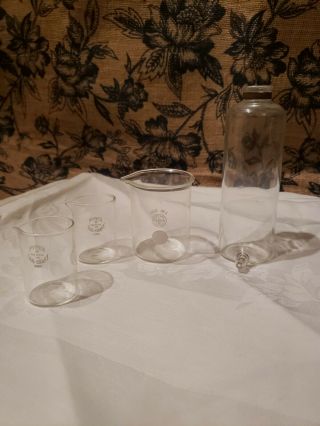 4 Piece Vintage Pyrex Lab Glass Beakers 100 Ml Skilcraft Corp Made In Usa