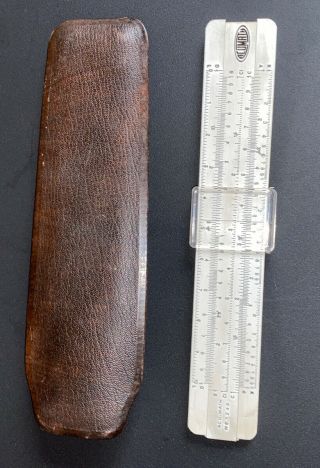 Vintage Acu - Math No 1240 Slide Rule With Brown Leather Cover