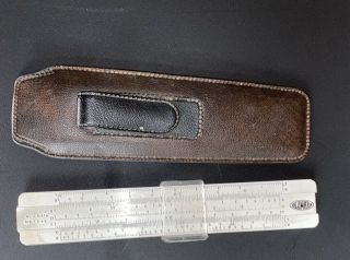 Vintage ACU - MATH No 1240 Slide Rule With Brown Leather Cover 3