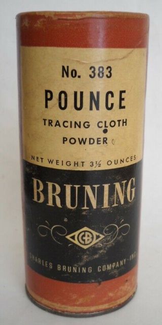Vintage Charles Bruning No.  383 Pounce Tracing Cloth Powder
