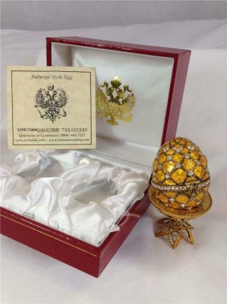 Mini Faberge Egg 24k Gold Gilding,  Hand Enameling & Australian Crystals