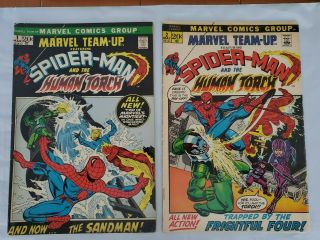 Marvel Team - Up 1 & 2 (1972) 2nd Ongoing " Spider - Man " Title With The Human Torch