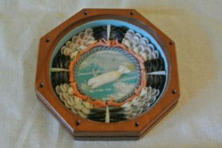 Vtg Antique Miniature Nautical Seashell Diorama Folk Art 3 1/2 " W/ Whale Signed