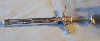 Vintage Wyeth Tubex Stainless Steel Metal Syringe Tool Medical Veterinary