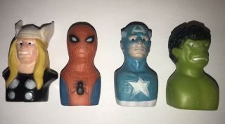 Marvel Spiderman,  Thor,  Hulk,  Captain America Finger Puppets 1978 Imperial