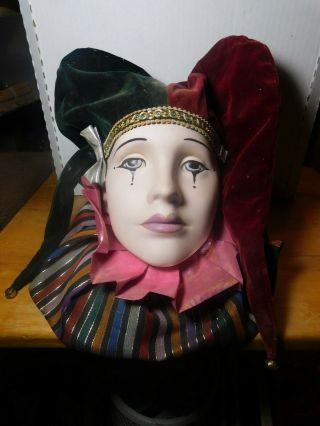 Decor.  Harlequin Porcelain Face Mask Wall Hanging Clown Orleans Mardi Gras