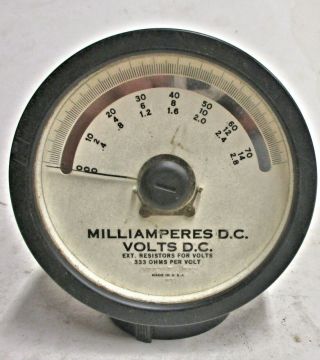 Vintage Milliamperes D.  C.  Volts 333 Ohms Per Volt Meter