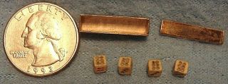 Rare Tiny Antiq Civil War Era 4 Mini Miniature Dice In Tiny Sterling Silver Case