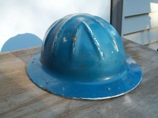 Vintage Aluminum Mining Helmet B.  F.  Mcdonald Loc 727 - Blue Hard Hat