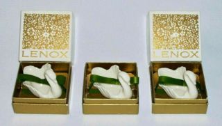 Lenox Set (3) Fine Cream Porcelain Petite Swan " To The Bride " Bowls,  Boxes