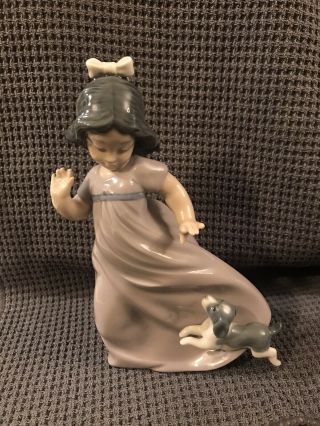 Lladro Girl With A Dog Figurine