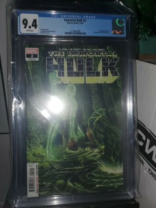 Immortal Hulk 2 Cgc 9.  4 Nm First Print 1st Appearance Dr Frye Alex Ross Key