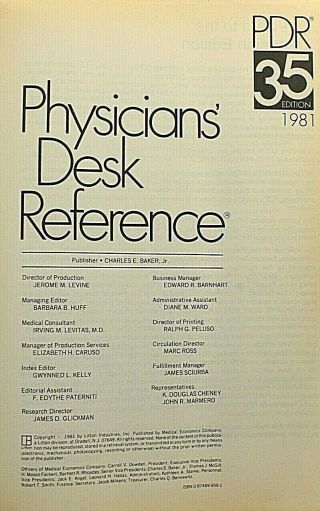 Vintage 1981 Physicians ' Desk Reference PDR 35ed Pharmacy Drug Pharmaceutical 3