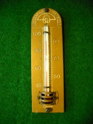 Vintage Minneapolis - Honeywell Thermometer Plate Art Deco Brass Steampunk Retro