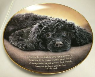 Danbury Cherished Black Poodles Collector Plate " Someone To Comfort "