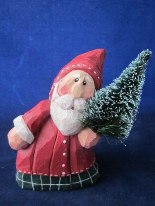 Eddie Walker Christmas Santa Holding Bottle Brush Tree In Left Hand