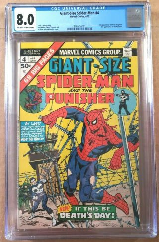 Giant Size Spiderman 4 Cgc 8.  0 3rd Punisher Marvel Comics 1st Moses Magnum