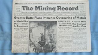 1947 Mining Record - Colorado Uranium Mining - Cripple Creek Cresson Mine - Copper