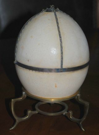 Ostrich Egg W/stand And Unique Hanging Apparatus