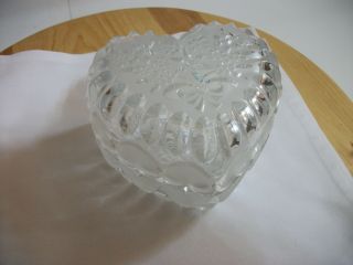 Glass Heart Shaped Covered Trinket Dish With Lid Jewelry Dish Hearts Design