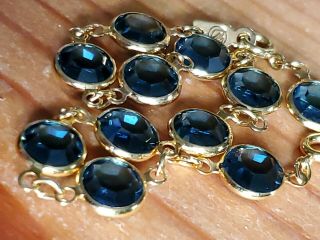 Vintage Gold Toned Blue Swarovski Crystal Bracelet