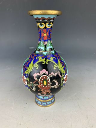 Antique Chinese Cloisonné Gilt Bronze Floral Enamel Covered Miniature Vase