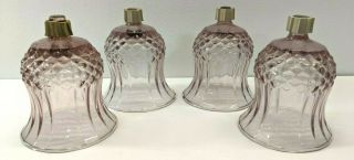 4 Vtg Home Interior Cathedral Plum Pink Glass Candle Votive Cups 3 3/4 " Homco