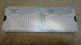 Vintage Bethlehem Steel Tool Weight Slide Rule Chart Calculator 1972