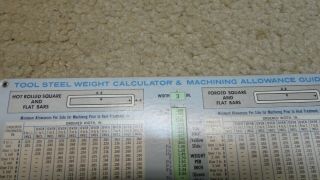 Vintage Bethlehem Steel Tool Weight Slide Rule Chart Calculator 1972 2