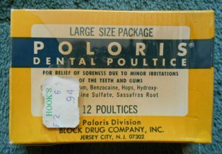 Vintage 1970s? Poloris Dental Poultice Block Drug Company Jersey City Nj