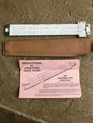 Vintage Mannheim Acu - Math 511 Slide Rule With Case And Instructions