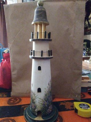 Vintage Wood Lighthouse Figurine,  16 " Tall Hand Crafted