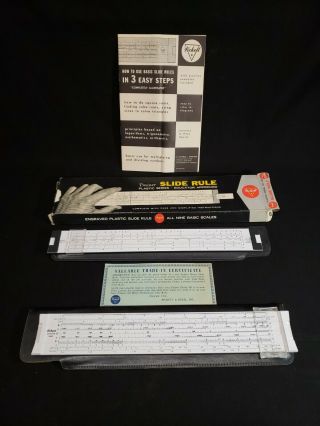 Vintage Pickett Model No.  120 Slide Rule With Case And Box And No.  140 With Case
