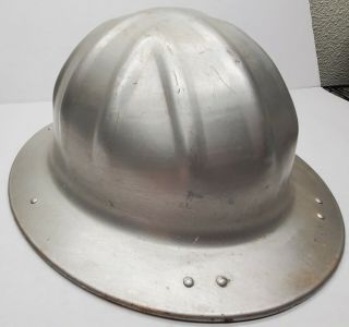 Vintage B.  F.  Mcdonald Co.  Aluminum Safe - T - Hat Large Full Brim 6 - Point Safety