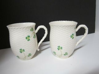 Kilarney Porcelain By Godinger Basket Weave Clover Mugs Set Of 2