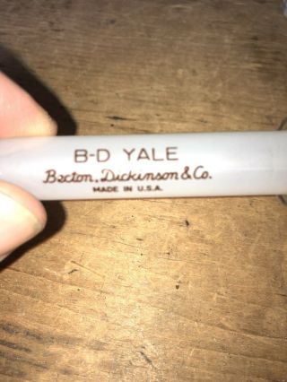 Vintage B - D Yale Becton Dickinson & Co.  5cc Glass Hypodermic Syringe No Box 2