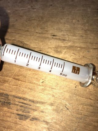 Vintage B - D Yale Becton Dickinson & Co.  5cc Glass Hypodermic Syringe No Box 3